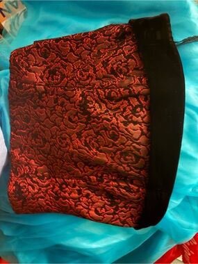 Red and Black Floral Brocade halter to